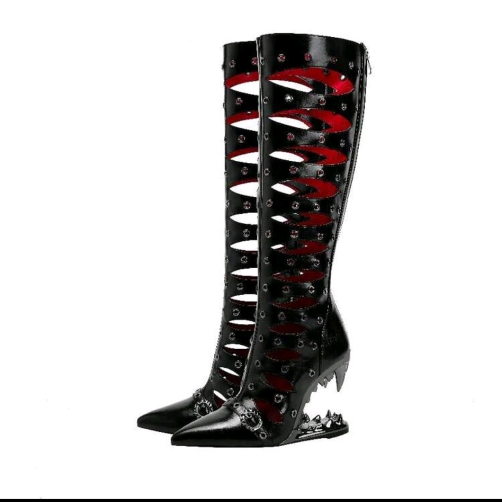 New Handmade Gladiator Roman Style Hollow Out Design Hi-Heel Boots
